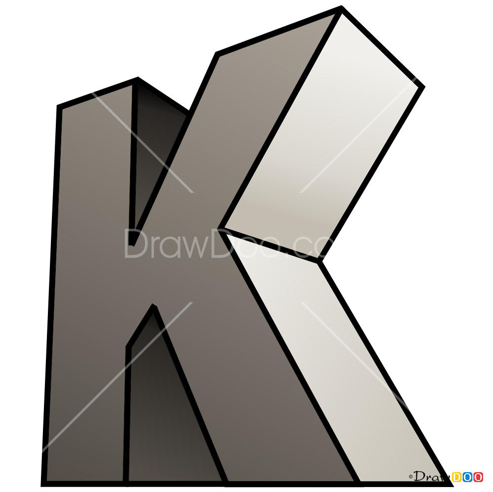 How to Draw K, 3D Letters